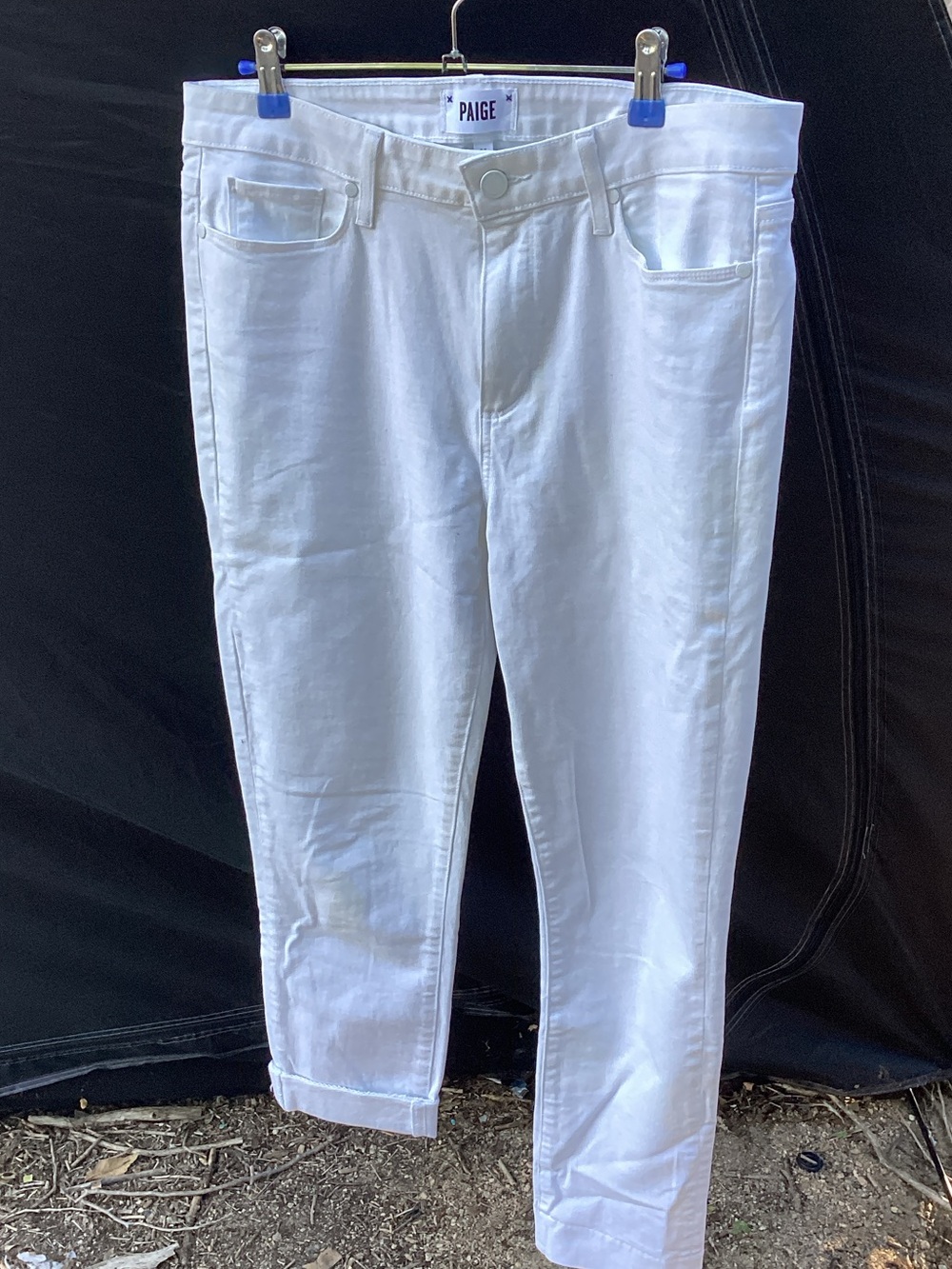 PAIGE White Ankle Crop Straight Jeans